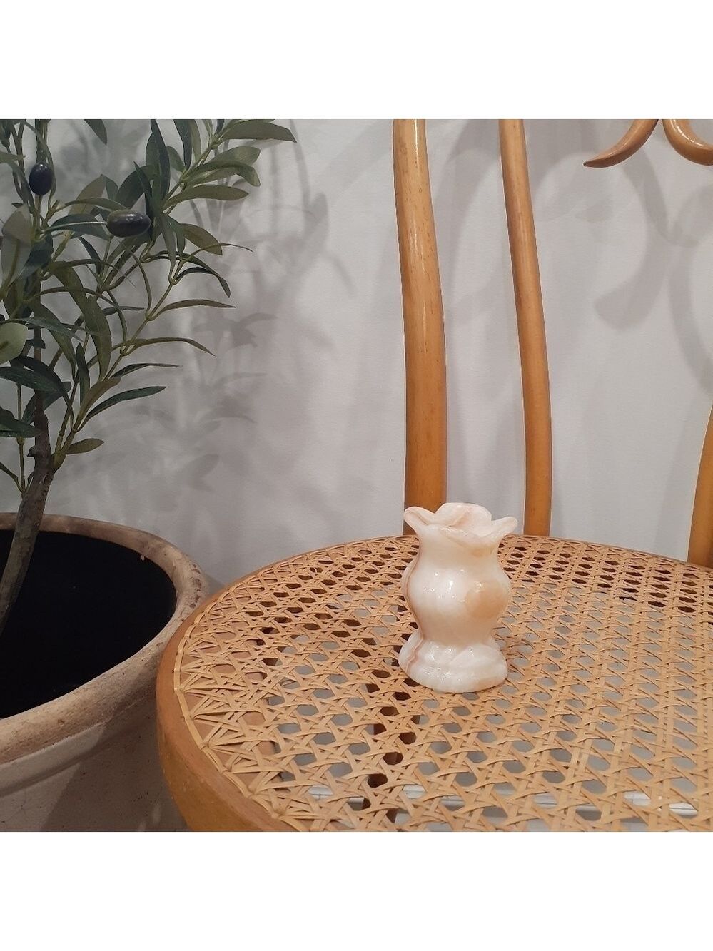 Vintage Alabaster/Marble Scalloped Edge Taper Candle Holder